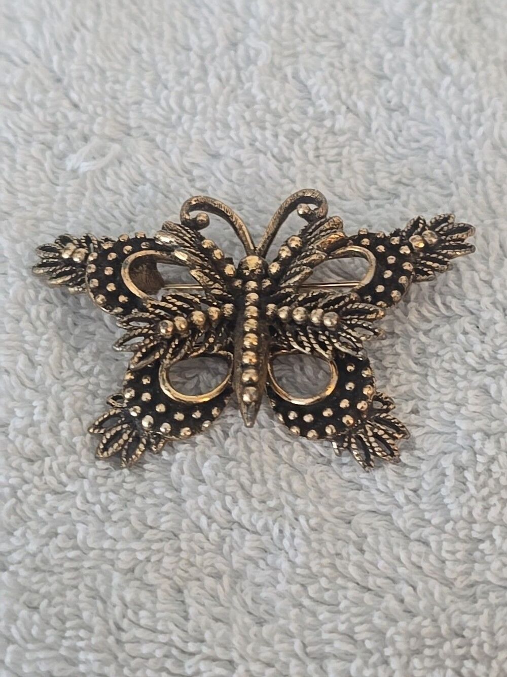 Vintage Gold Tone Signed Hedy Filigree Butterfly Luna Moth Pin 2.5 Inch BEAUTY